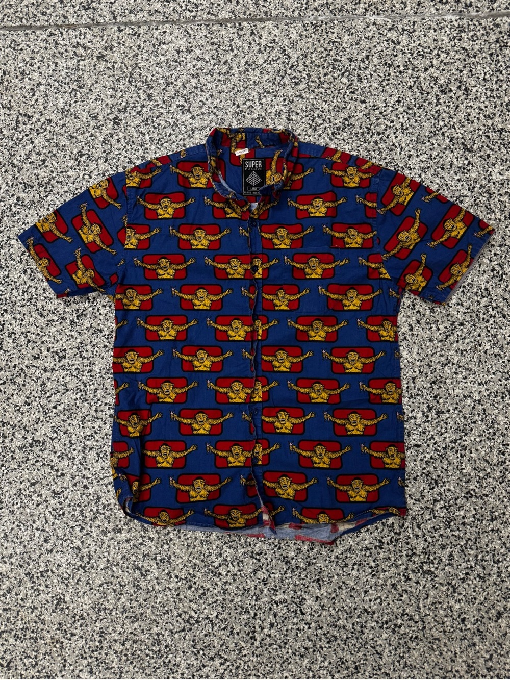 Super Massive King Kong Blue Short-Sleeve Button Up Shirt